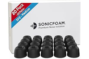 Form-Fitting Memory Foam Earbud Tips - 20 Pack Replacement Earphone Tips [SF2 Medium]