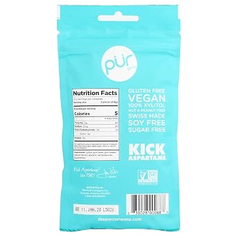 Pur Gum Wintergreen Gum, 80 Gram - 60 pieces per pack - 12 packs per case.