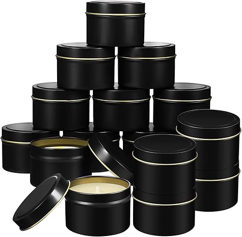 Paquete de 24 latas de velas con tapas, tarros de velas vacíos a granel para hacer velas, recipientes de velas de metal de alta calidad, kit de
