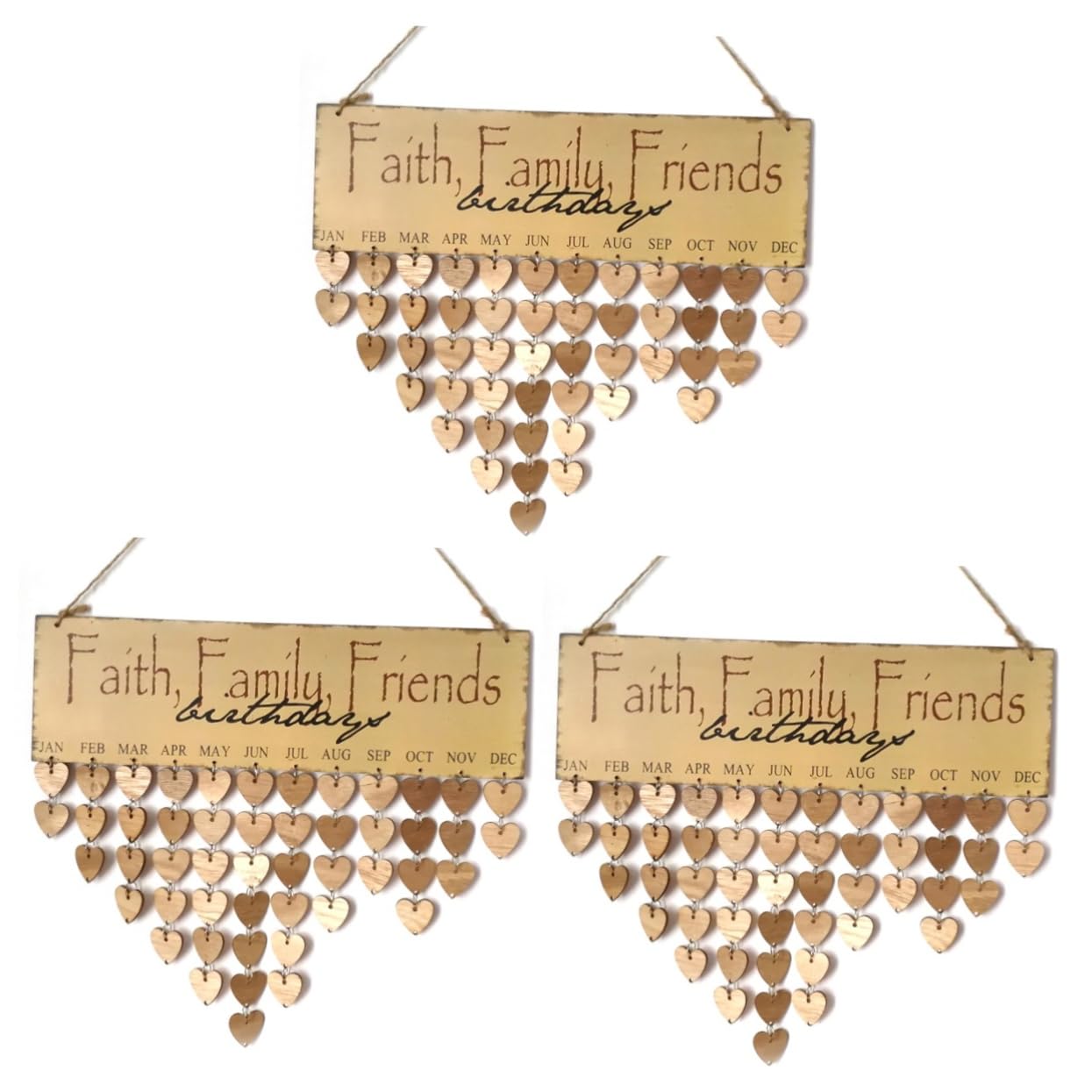 PRETYZOOM Calendario De Tablero De Madera De 3 Piezas Calendarios Personalizados Un Aniversario Fe Familia Amigos Decoración Calendario DIY Decorar Recuerdo Conmemorativo Decoración Rubor