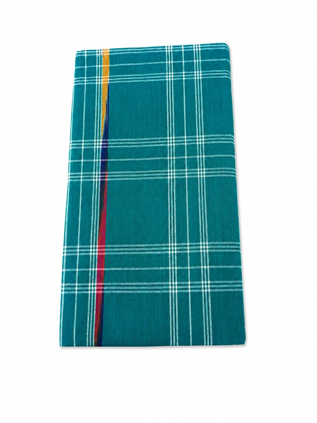 Cotton Sambalpuri Lungi Teal Checked, 2.25 Meter-picture-10
