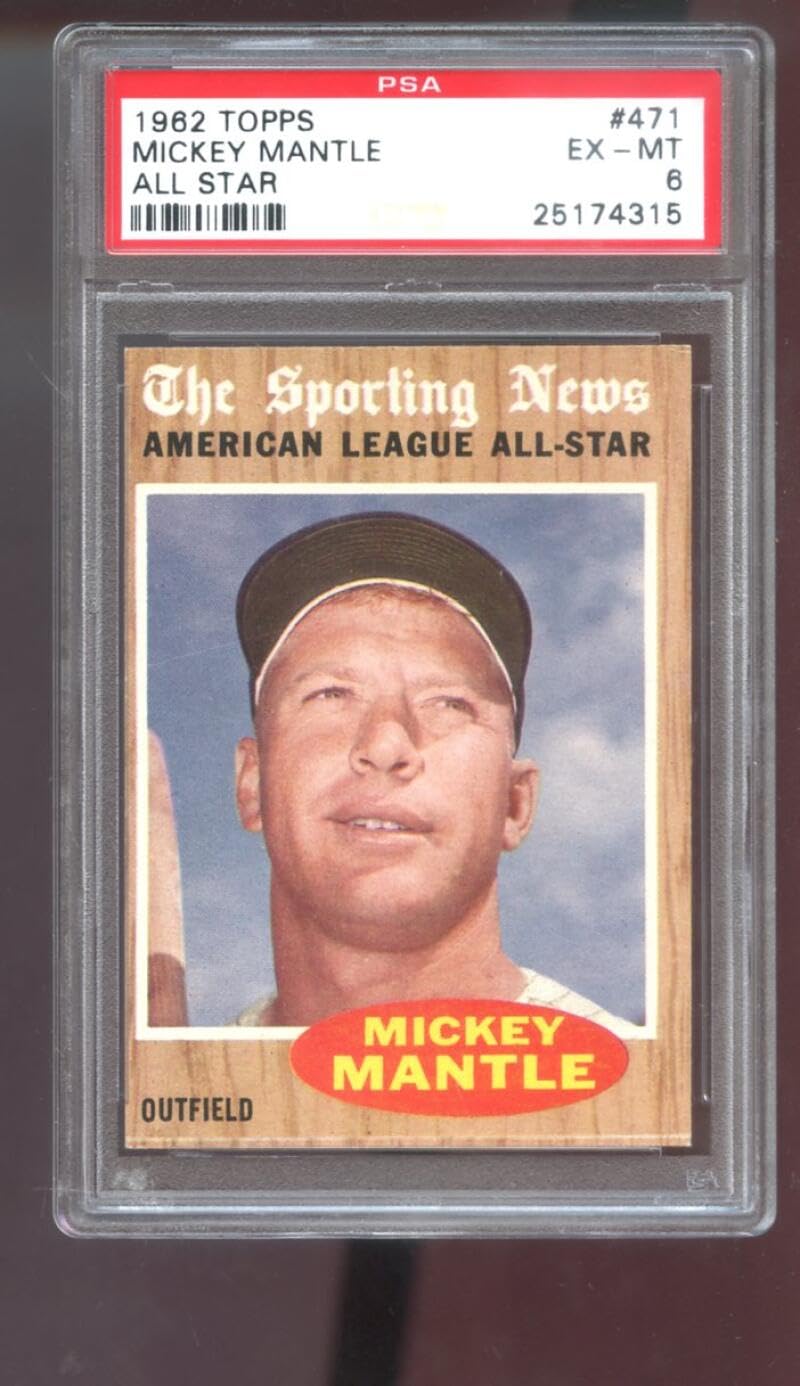 Amazon.com: 1962 Topps #471 Mickey Mantle All-Star PSA 6 Graded 