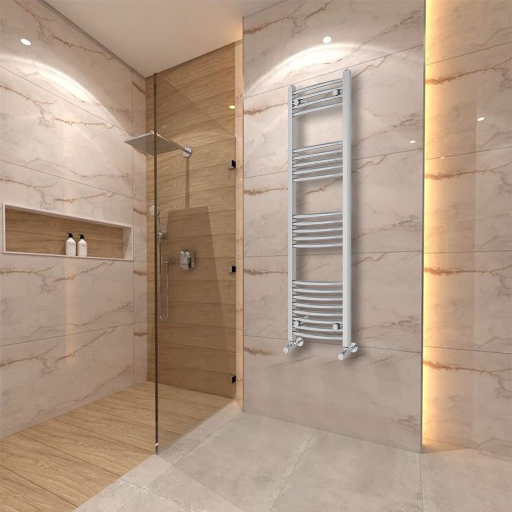 (1400X400mm) Warmehaus Curved Heated Towel Rail Central Heating For Bathroom Kitchen Radiator Ladder Chrome 5063021968686