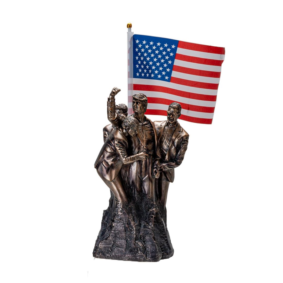 Pacific Giftware Trump Fight, Kunstharz-Figur, detailreich, Bronze-Finish, zeigt ikonischen Moment, Sammlerstück mit amerikanischer Flagge, patriotische Trump-Statue für Heimdekoration und Geschenk