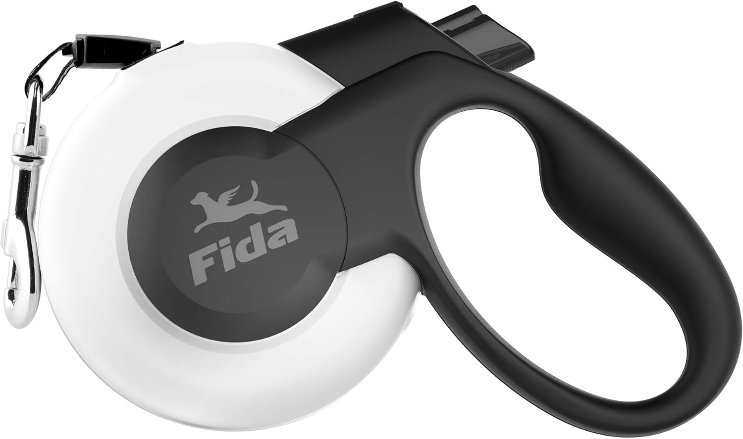 Fida Retractable Dog Leash, Heavy Duty Retracting Pet Leash with 16 ft Strong Nylon Tape/Ribbon for Medium Breed up to 55 lbs, Tangle Free, One-Hand Brake, White (Mars Series)