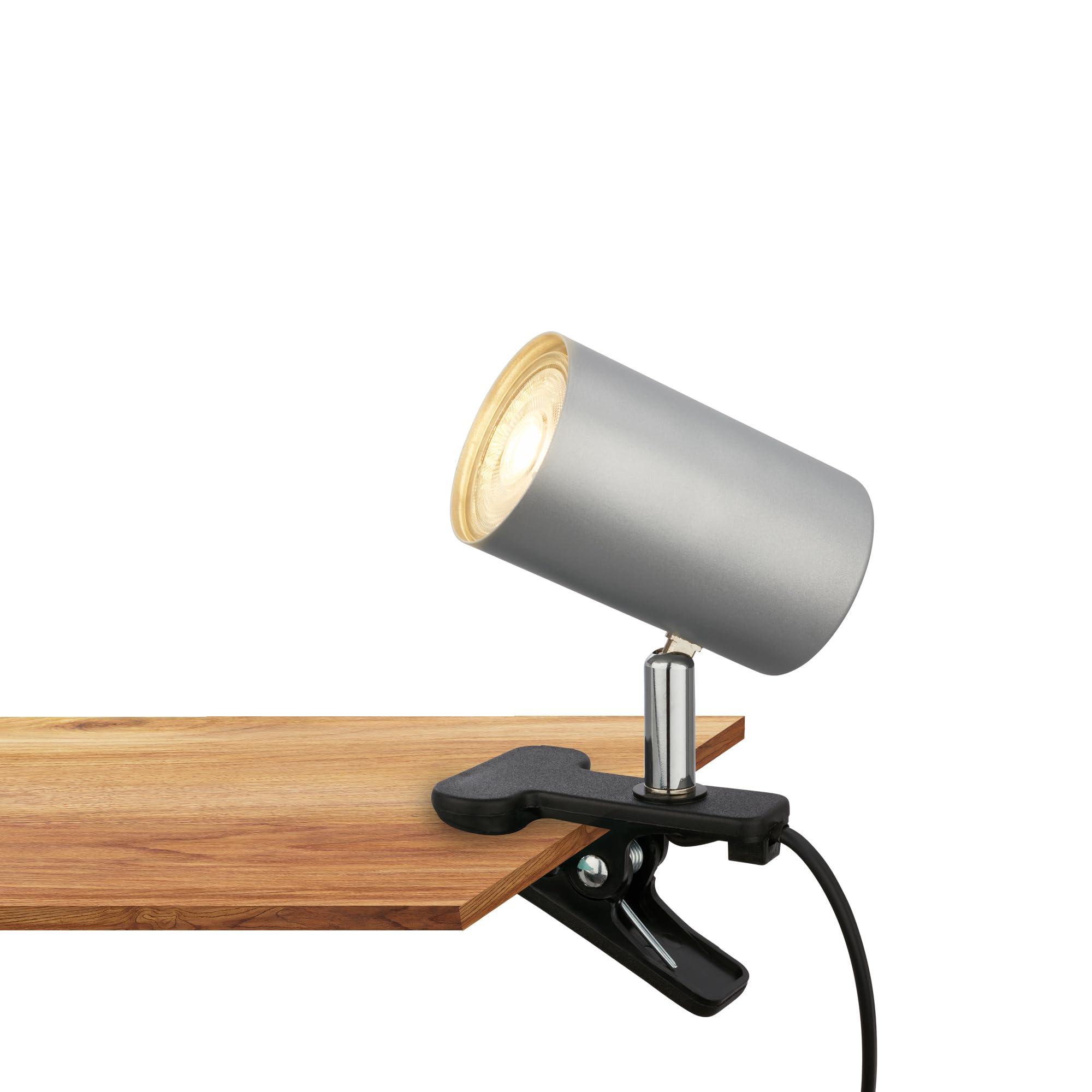 BRILONER - Lampada da tavolo con interruttore a cavo, orientabile, a spina, lampada da lettura, lampada a morsetto, lampada a morsetto, 16,5x6,5x12cm, cromo opaco