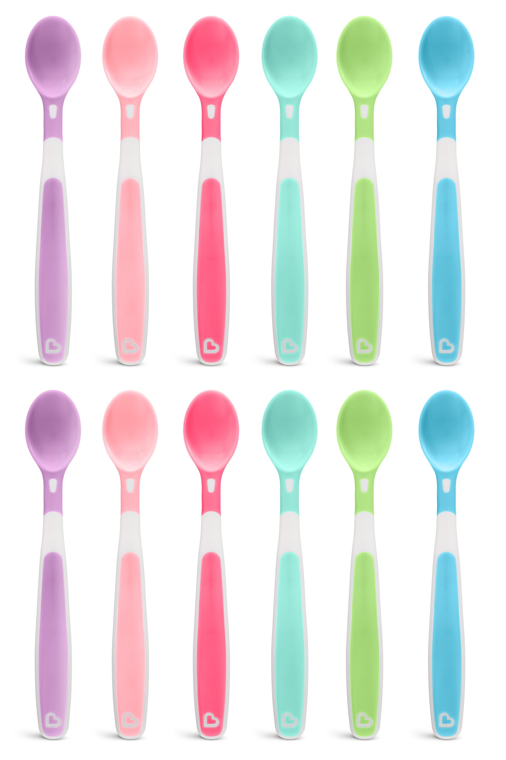 Munchkin Soft Tip Toddler & Baby Spoons| Baby Weaning Spoons Set with Ergonomic Handles| Dishwasher Safe Plastic Cutlery| BPA Free Baby Feeding Spoons & Dessert Spoons for Babies| 12 Pack
