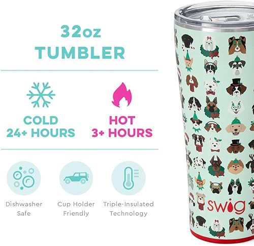 Miniatura 2 de Swig Life Vaso XL de 32 onzas, impresiones discontinuas, vaso de café aislado con tapa, apto para vasos, apto para lavavajillas, acero inoxidable,