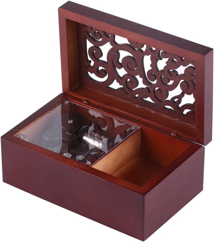 Solid Wood Miniature Hollow 18 Note Wind Up Music Box Jewelry Case Musical Toys Gifts Hot