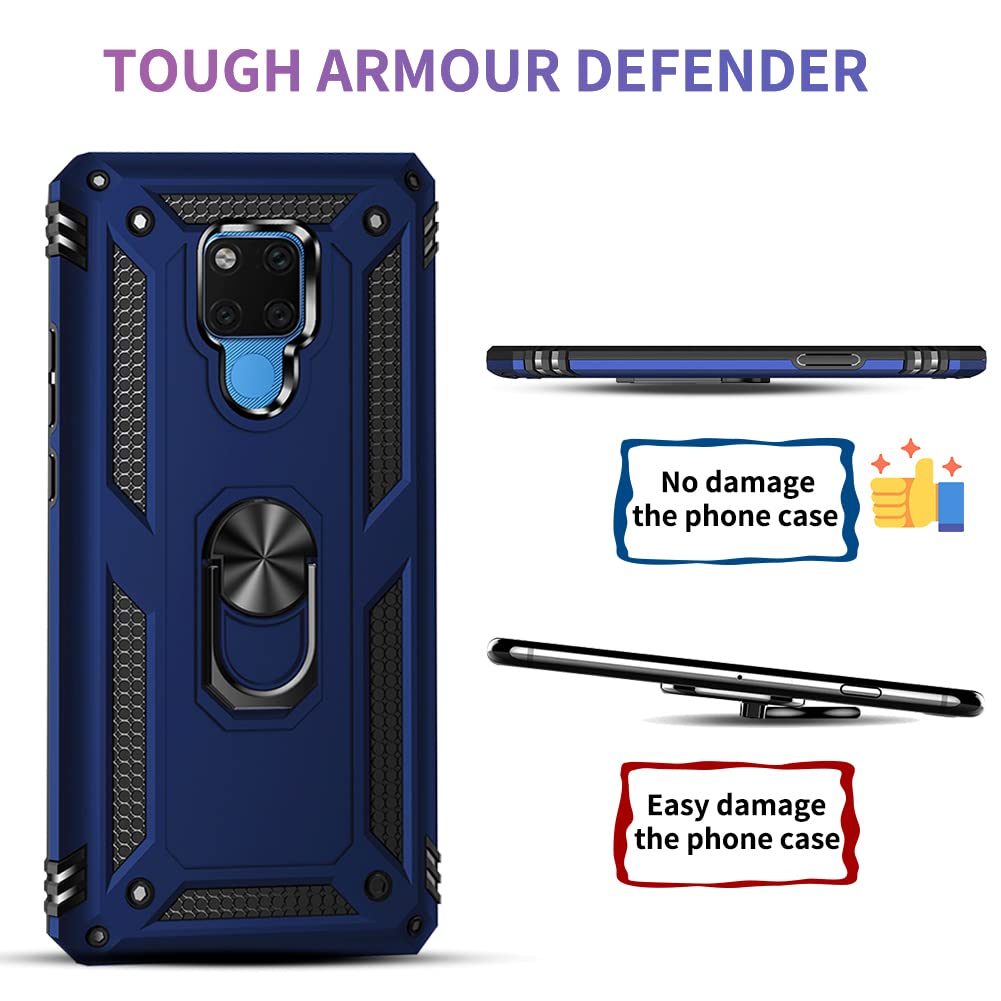 KOUYI Cover Per Huawei P Smart 2019 - Custodia Antiurdo Con Anello 360° E Supporto Magnetico - Blu (Argento) - 3