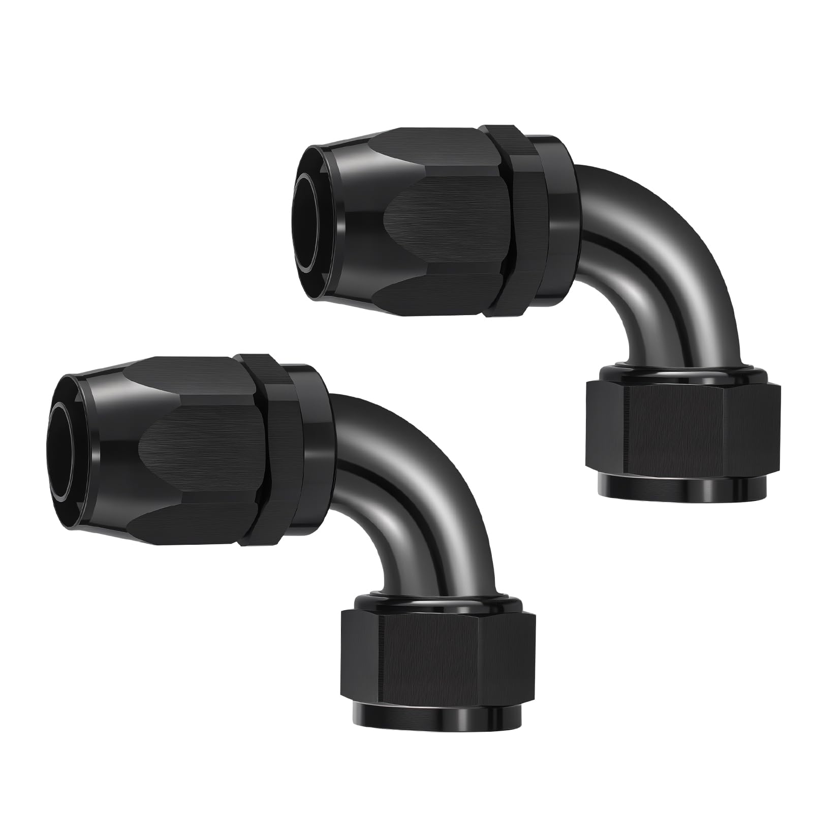 EVIL ENERGY 16AN Hose End Fitting 90 Degree Swivel for CPE Braided Hose Black 2PCS