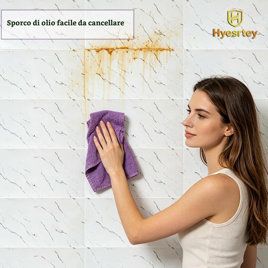 Piastrelle Adesive da Cucina, Bianco 60 x 30 cm | 15 pezzi, Pannelli da parete impermeabili, autoadesivi, per cucina, bagno, soggiorno, piastrelle da parete