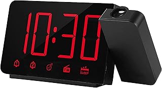 RALIRA P Alarm Clock 180°Projector With Fm Radio Snooze Function 4 Dimmer Dual Alarm Usb Charging Digital Clock 12H/24H For Bedrooms