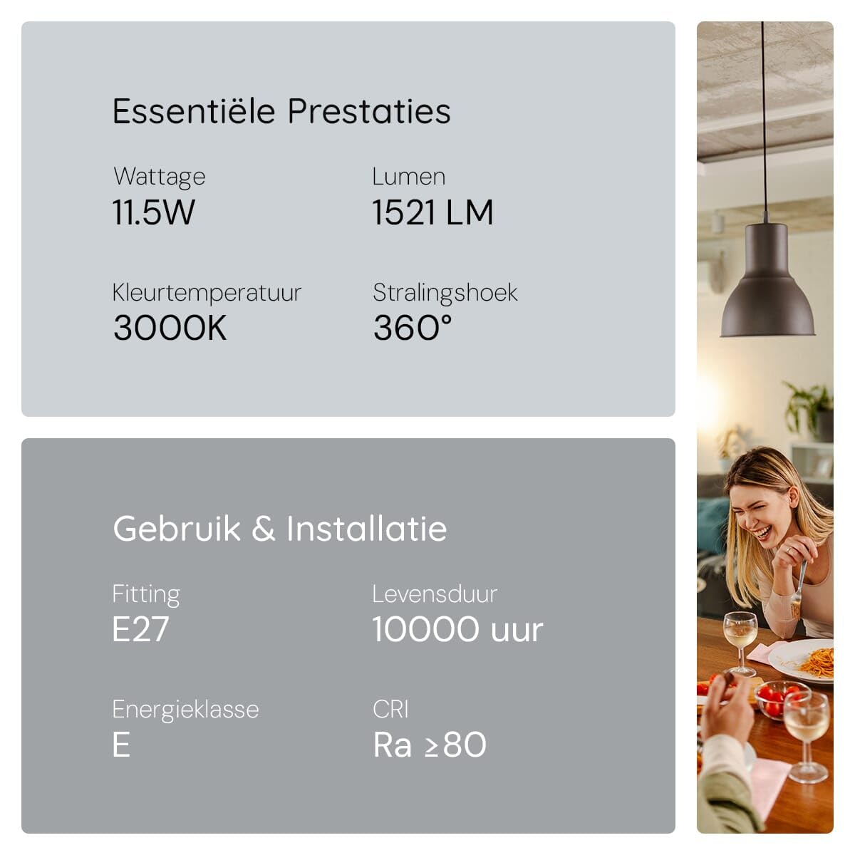KOBI LED-Filamentlampe E27-11,5 W - 1521 lm - 3000 K Warmweiß - 230 V - Ø 60 mm - Für Wohnzimmer, Flur oder Deckenleuchten - 10 Stück