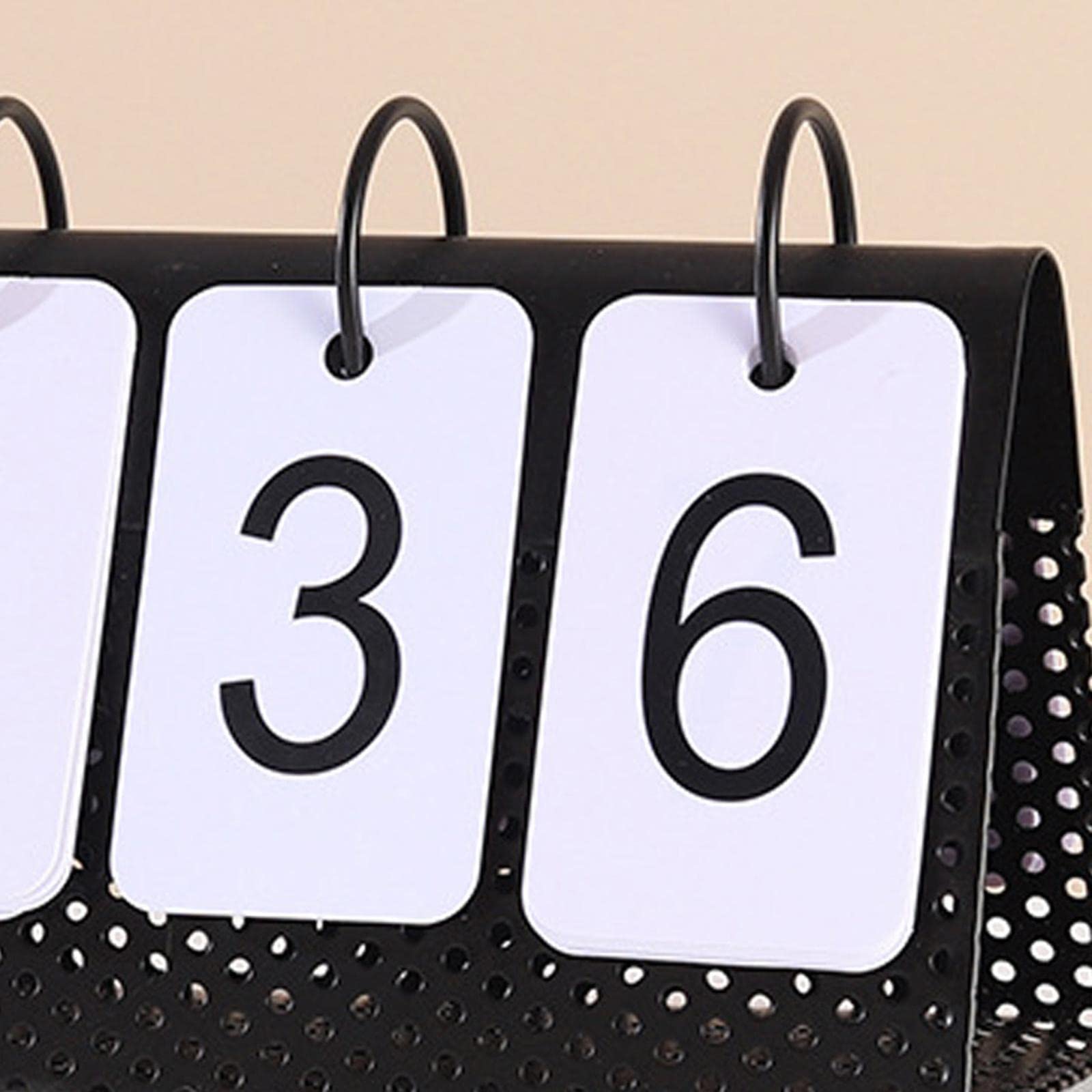 Sharplace Calendrier perpétuel créatif, décor de tournage de table à cadre en métal pour la maison, Le noir