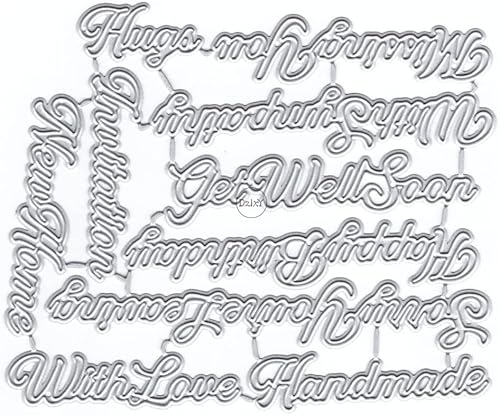 DzIxY Happy Birthday Abrazos Palabras Troqueles de corte de metal para hacer tarjetas, kit de papel de relieve, troquelados, plantillas de máquina