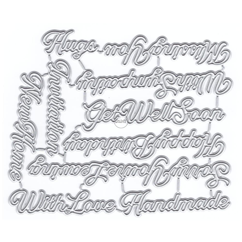 DzIxY Happy Birthday Hugs Words Metal Cutting Dies for Card Making Kit Embossing Paper Die Cuts Scrapbook Machine Stencils Storage Pockets Supplies — image 1