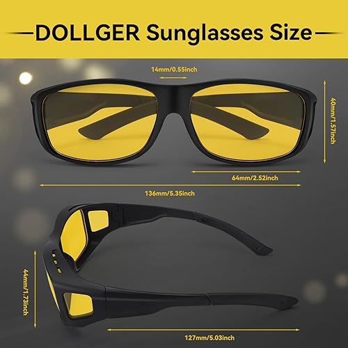 Miniatura 5 de Night Vision Driving Glasses Fit Over Glasses for Men Women Anti Glare Polarized HD Night Time Glasses for Driving Yellow Len
