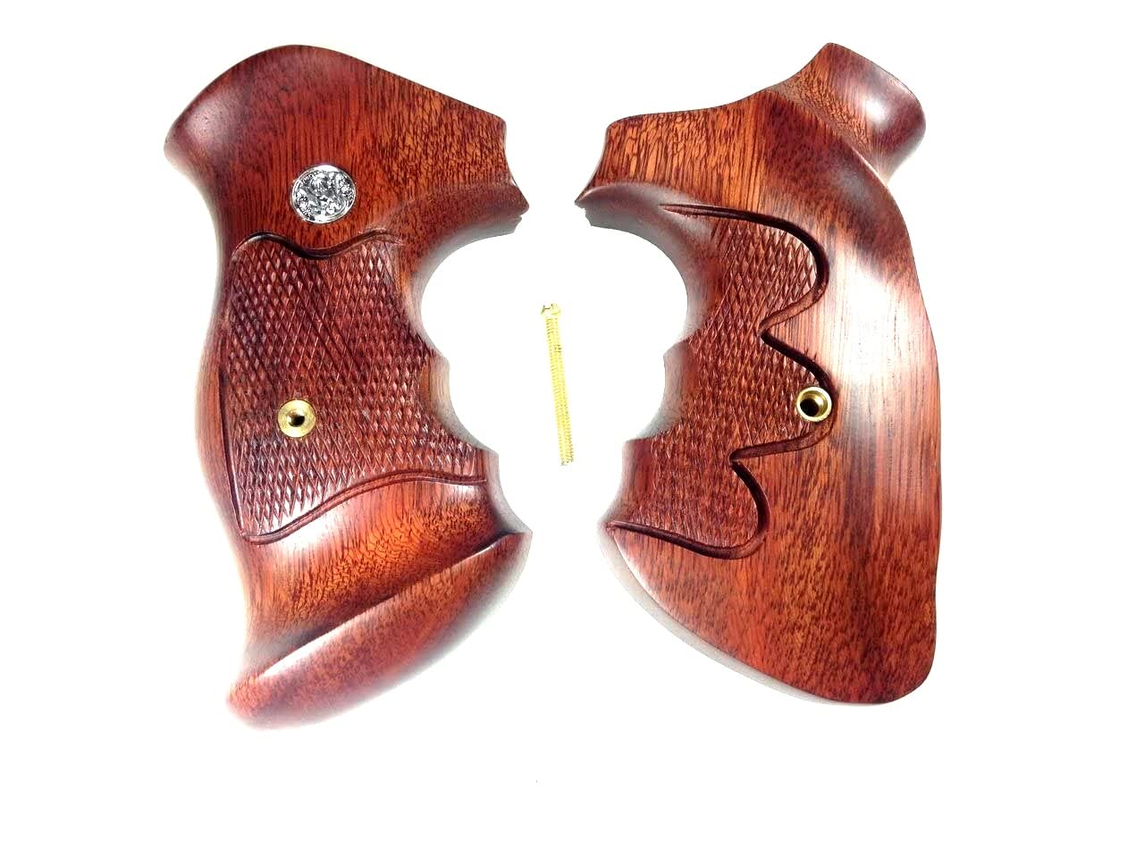 BMPL Hardwood S&W K/l K L Frame Square Butt Revolver Grips Handmade Handcraft Open Back Wood Checkered Openback