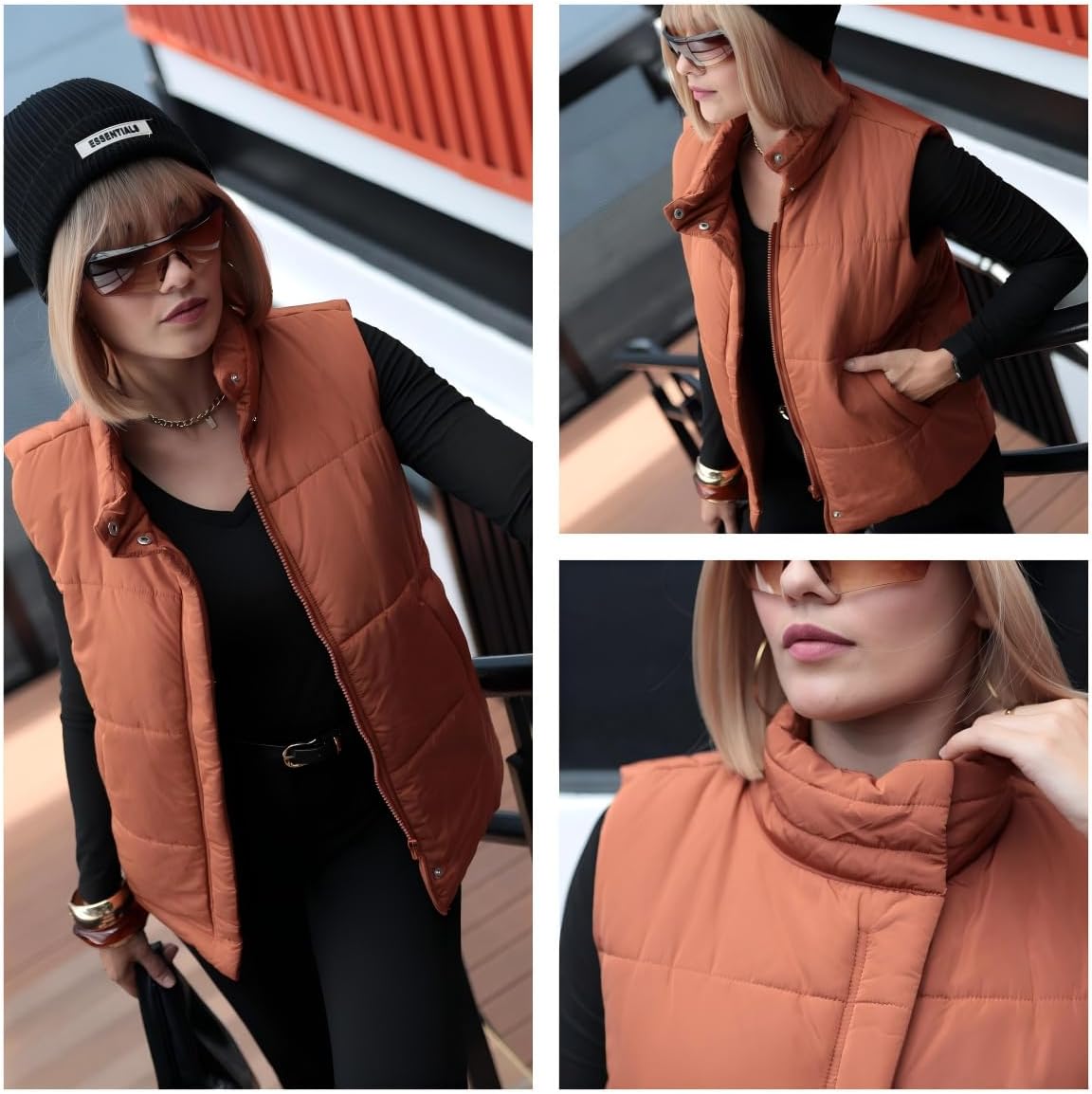 Zeagoo Puffer Vest Women Lightweight Fall Sleeveless Jackets Zip Up Puffy Outerwear Quilted Gilet Winter Pocket Outfits - Image 5