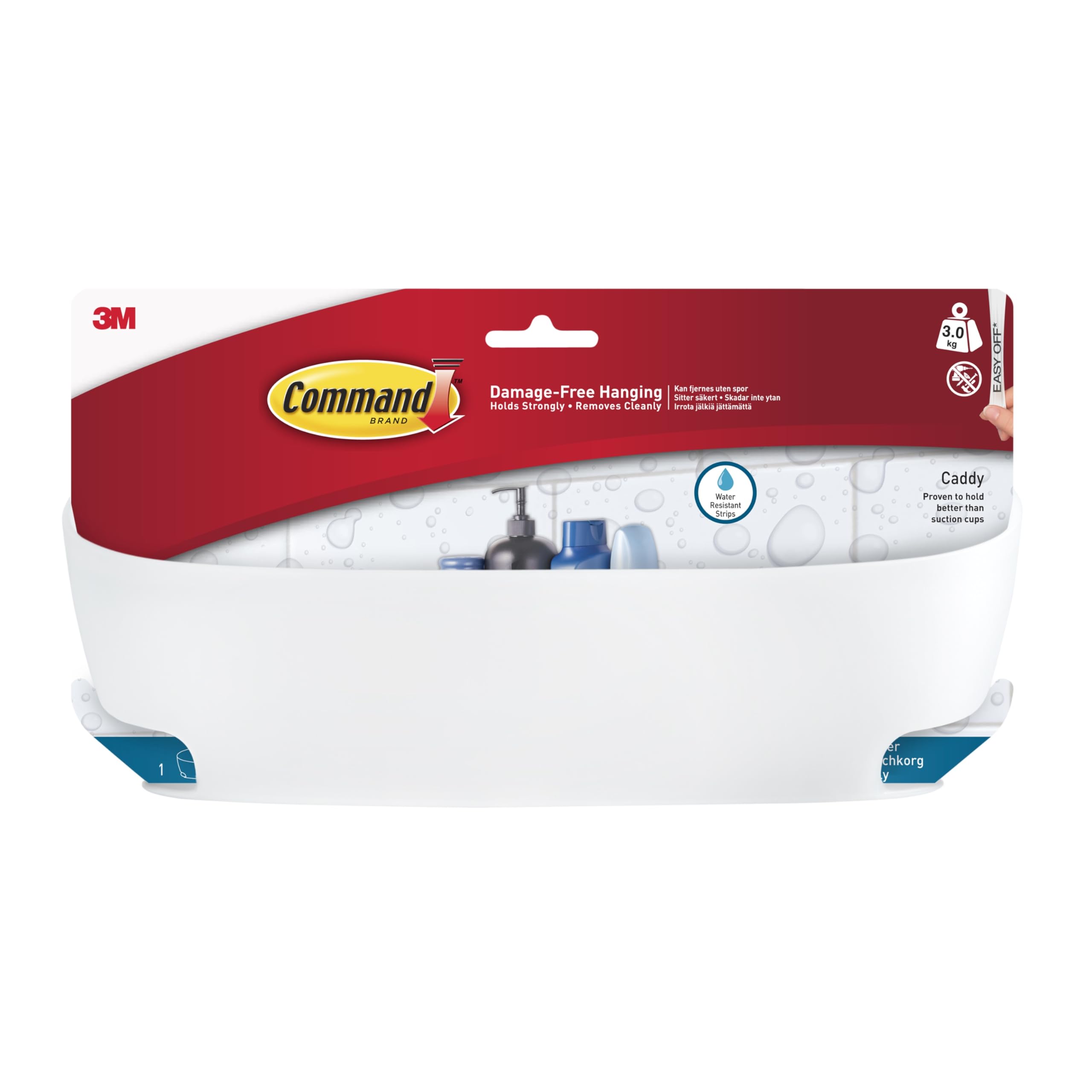 Bath Shower Caddy Clear Frosted Transparent color, 1 Caddy + 4 Strips/pack | support 3 kg | Water-Resistant Strips | Organize | Decoration | No Tools | Holds Strongly | Damage-Free Hanging