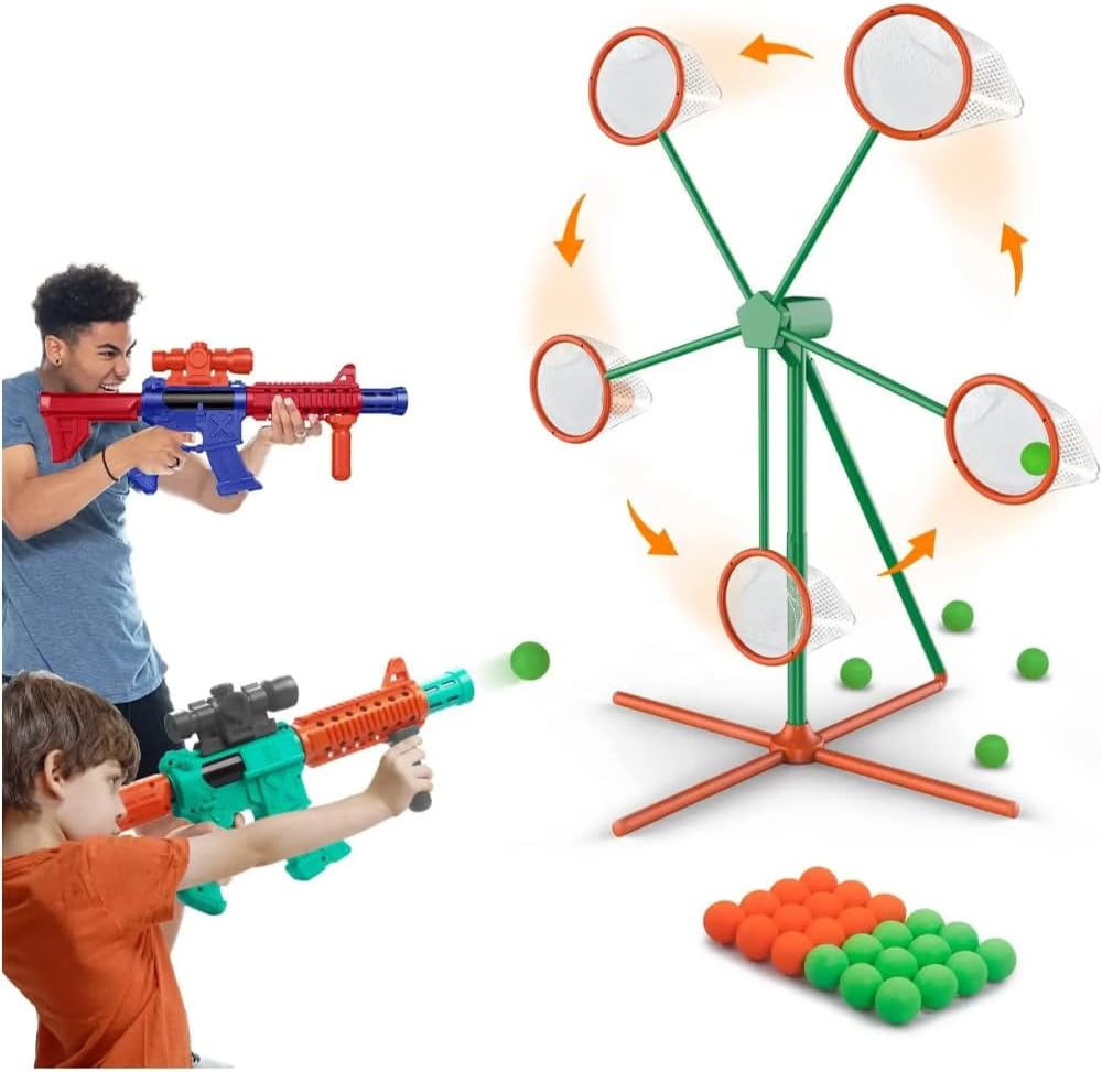 Shooting Game for Boys Kids 6 7 8 9 10 11 12+ Year Old- Outdoor & Indoor Big Windmill Target for Shooting Target Practice with 2 Toy Gun & 24 Foam Balls