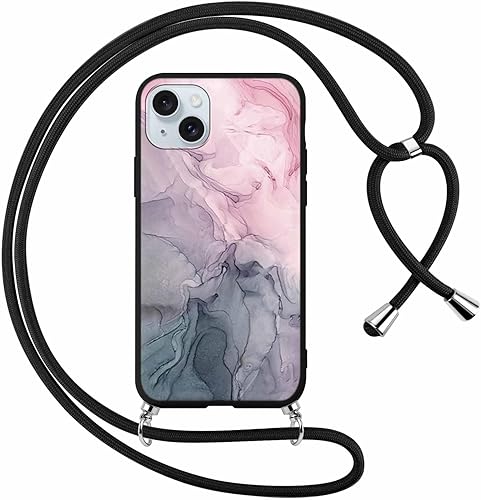 Foonary Funda con Cuerda para Apple iPhone 15 Plus 6,7", Carcasa Ultrafina Silic