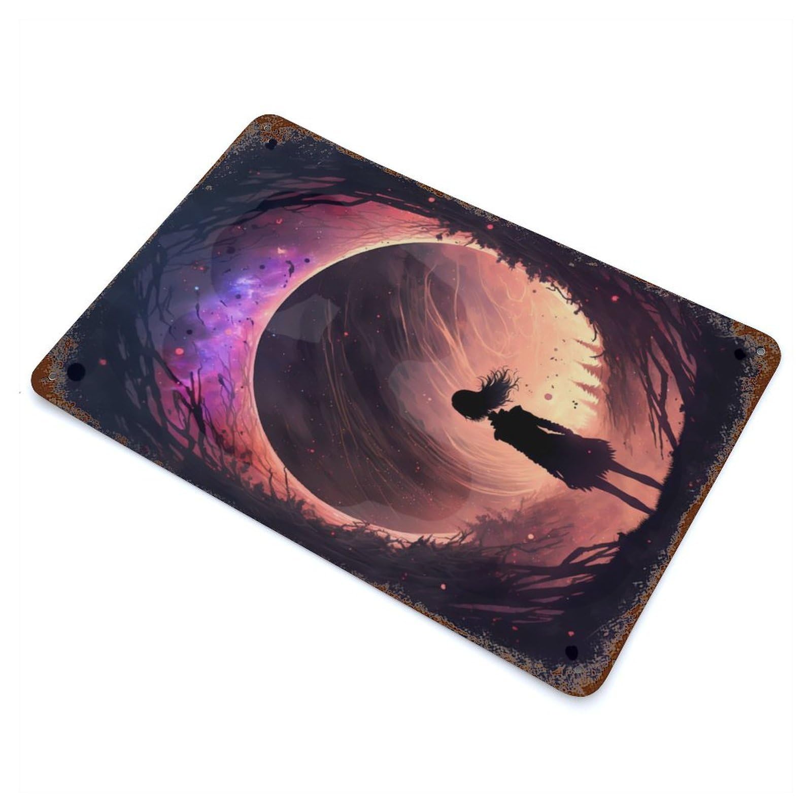 Fantasy Cosmic Landscape Retro Metal Sign 11.8"x7.9", for Pub, Kitchen And Man Cave Decor, Industrial Home Decor
