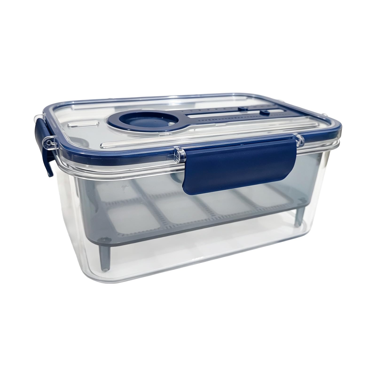 Salad Prep Container, Elevated Drain Tray, Secure Lid, Ingredient Organizer, Household Countertop Holder Utility Vegetable Rinse Box Produce Keeper Tray Salad Prep Organizer Fruit Drain Container Wash