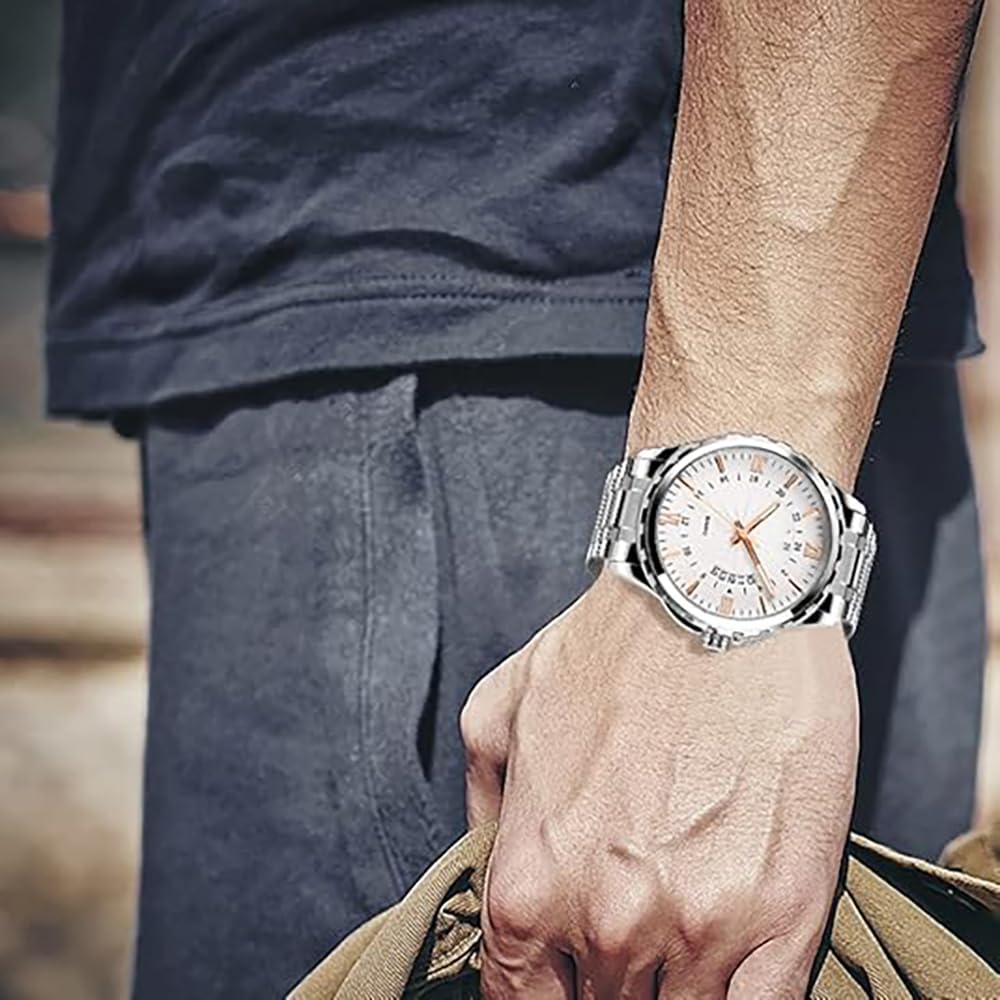 Tazweeq Mens Classic Casual Quartz Watch, Luxury Wrist Dress Waterproof Watches, Business Dress Wrist Watch, Silver 2026 - view 5