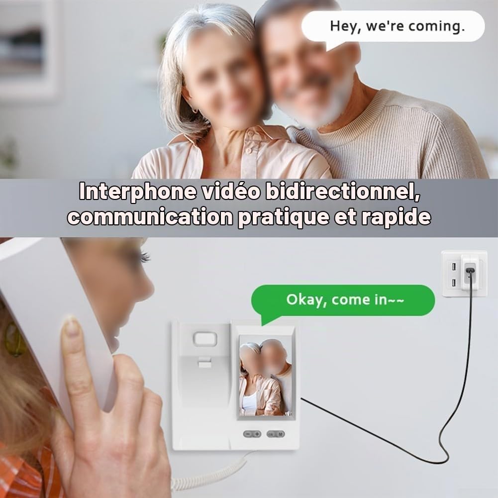 Eawfgtuw Z Interphone vidéo sans fil avec 3,5 pouces HD IPS, bidirectionnel, infrarouge, pas de WiFi nécessaire, système d'entrée de porte pour la sécurité de la maison, blanc