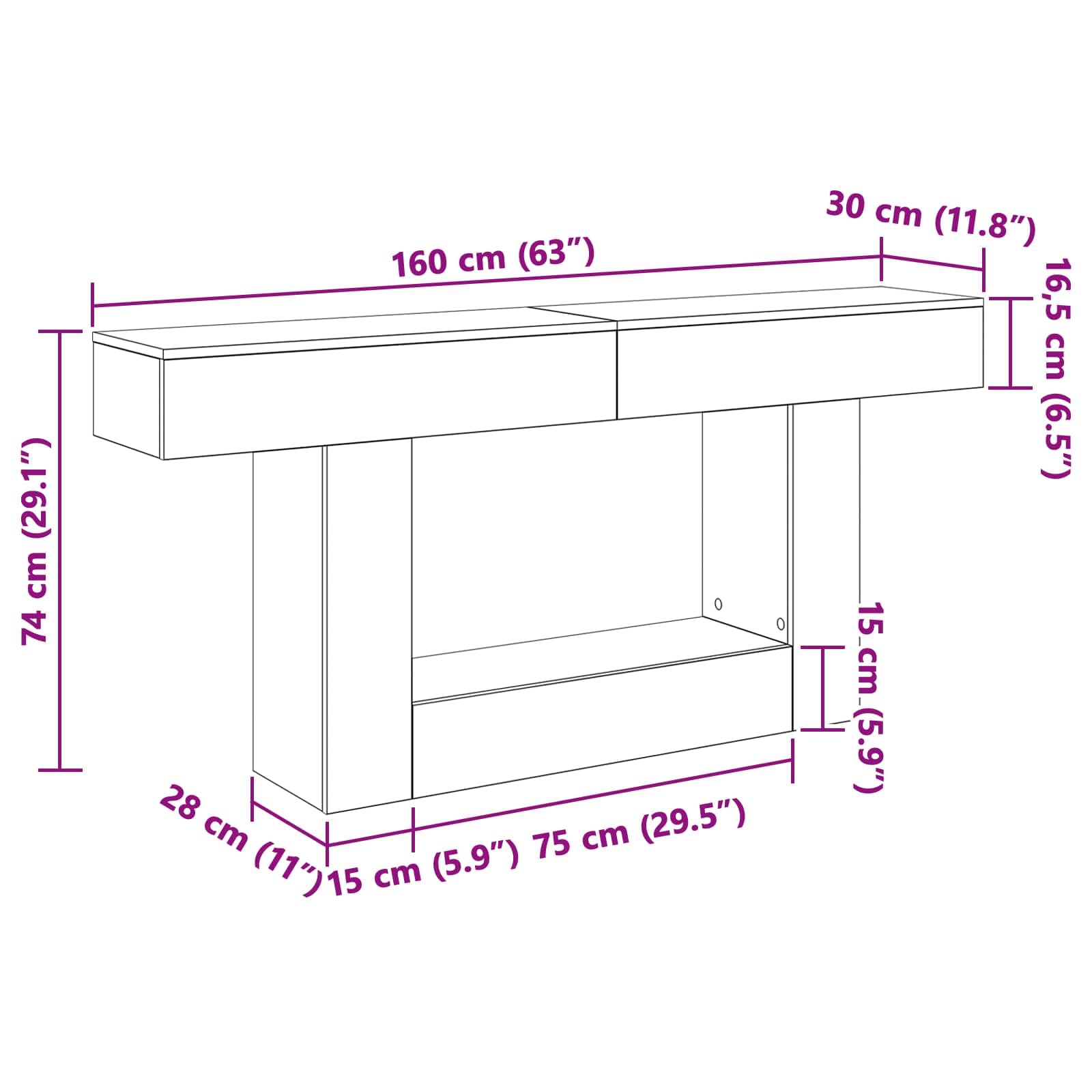 Générique Tavolo consolle grigio cemento 160 x 30 x 74 cm con ripiano design moderno minimalista per ingresso, soggiorno o sala da pranzo, robusto e funzionale.