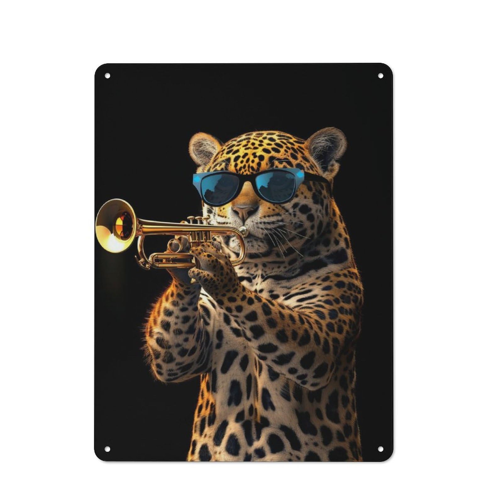 Junmoney Jaguar Trumpet Printed Metal Sign 40X30cm For Guest Room Or Hallway, Suited To Home Decor Collectors