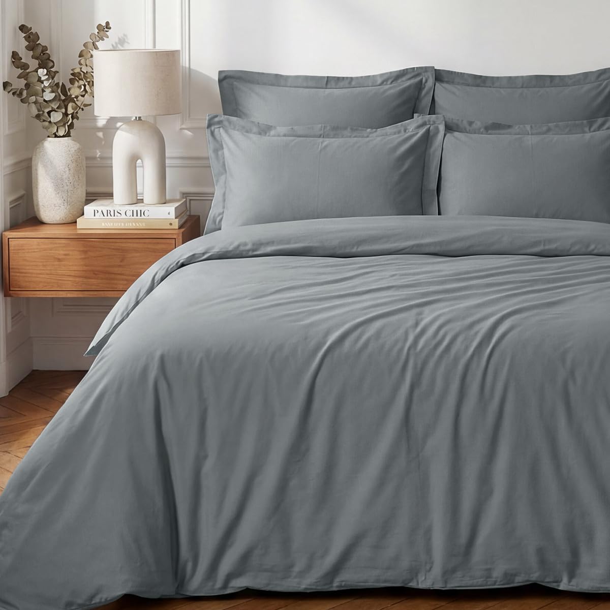 Sensei Maison - Housse de Couette en Percale Coton Soft Percale - 240x220 cm - Galet