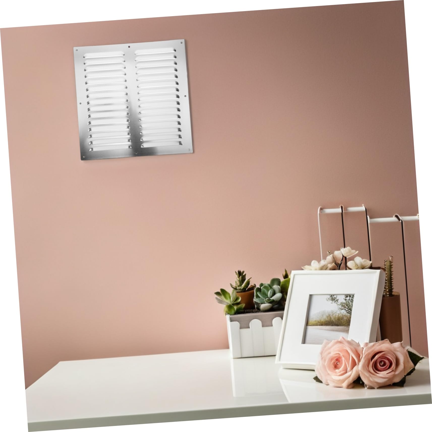 WOONEKY Ventilation Acier Inoxydable Protection Vent pour Système de Climatisation et Ventilateur Échappement Améliore la Circulation de Air Qualité Intérieure Dimensions Couleur Argentée