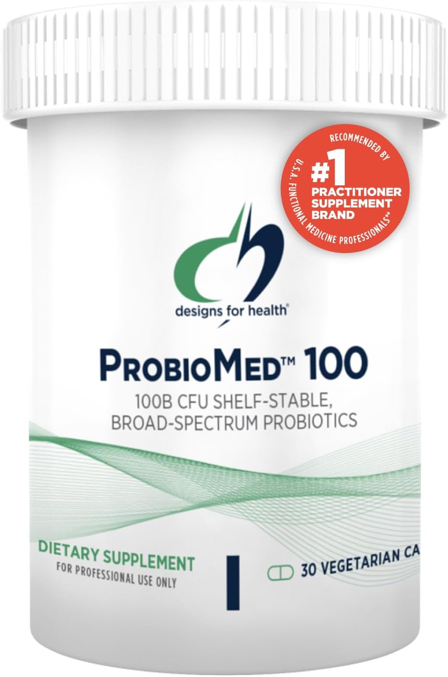 Designs for Health ProbioMed 100 – Probiotics for Digestive Health – 10 Strains with Lactobacillus Acidophilus Probiotic + Lactobacillus Rhamnosus – Gut Health + Immune Support Supplement (30 Caps)