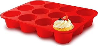 Silicone Jumbo Muffin Pan 12 Cups, European Grade Cupcake Baking Pan - Large Size, Non-Stick Muffin Molds for Baking,Muffi...