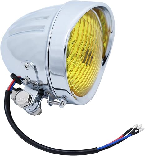 Retro 4.5 "Faros delanteros de motocicleta con visera ámbar lente 4 12 pulgadas cromo vintage lámpara de cabeza para Harley Sportster Dyna Softail
