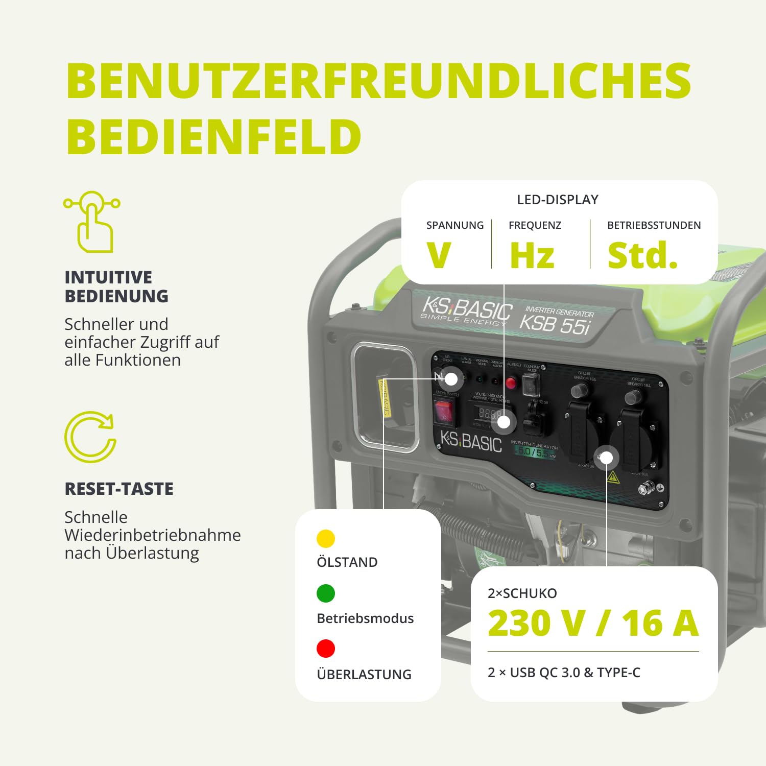 K&S BASIC 30i Inverter-Generator 2800W, 3000W maximal, kompakter Notstromaggregat Benzin, reine Sinuswelle, Stromerzeuger mit Eco-Modus, für Zuhause, Camping und Werkstattarbeiten, EURO 5.
