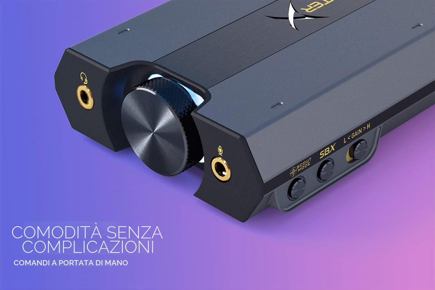 DAC da gioco HD 7.1 e scheda audio USB esterna Sound BlasterX G6 con amplificatore per cuffie Xamp compatibile con PS4, Xbox One, Switch e PC