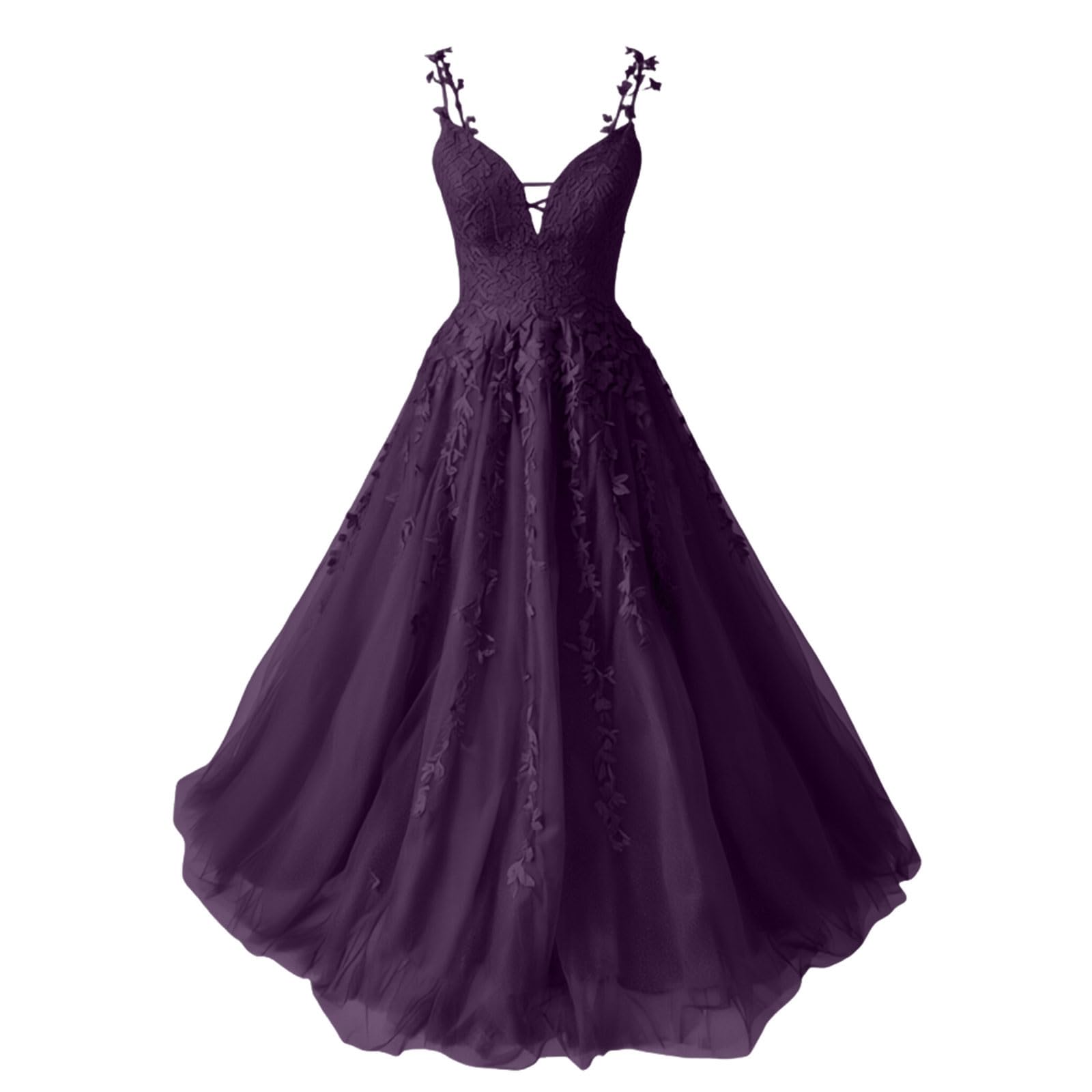 Vestido de noche largo para mujer, vestido de baile, encaje, apliques de cóctel, cuello en V, vestido de graduación, vestido de tul, vestido de fiesta, vestido de fiesta, vestido largo de encaje