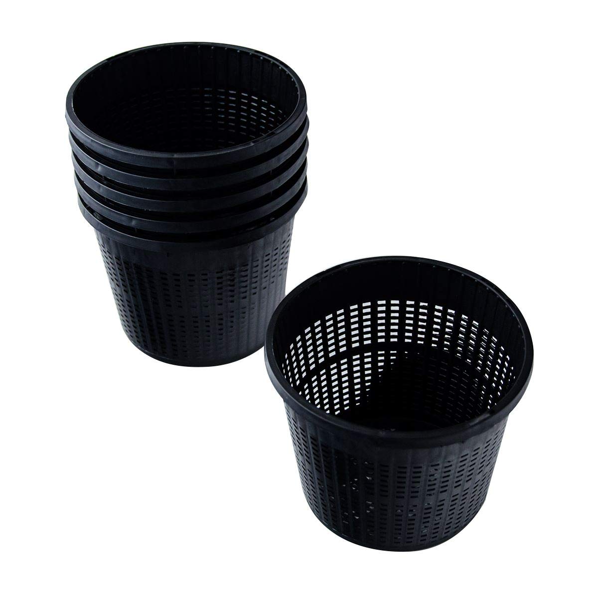Pisces Black Pond Round Plant Basket 13 X 10Cm - 6 Pack Of Pond Planting Pot