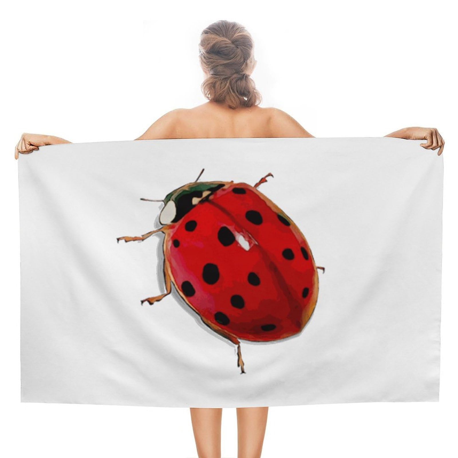 LEDFCVSU Beach Towel, Ladybird Cute Bath Towel, Absorbent Towel for Swimming, Sports, Travel