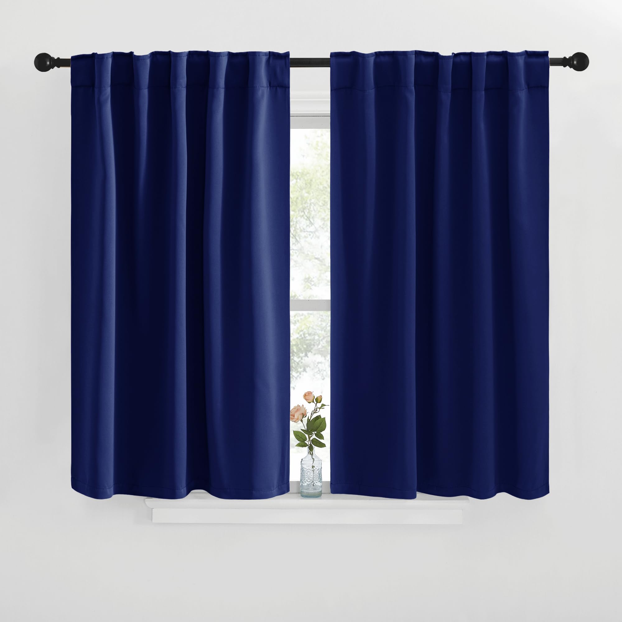 NICETOWN Blackout Window Curtains for Camper - (Royal Blue Color) 42x40 Inch, 2 Panels Set, Thermal Insulated Room Darkening Blackout Drapes/Draperies with Rod Pocket &amp; Back Tab for Loft