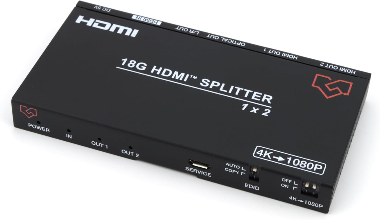 1x2 HDMI 2.0 Splitter Distribution Amplifier/w Audio De-Embedded & Downscale 18Gbps / VLSP-AS12H20