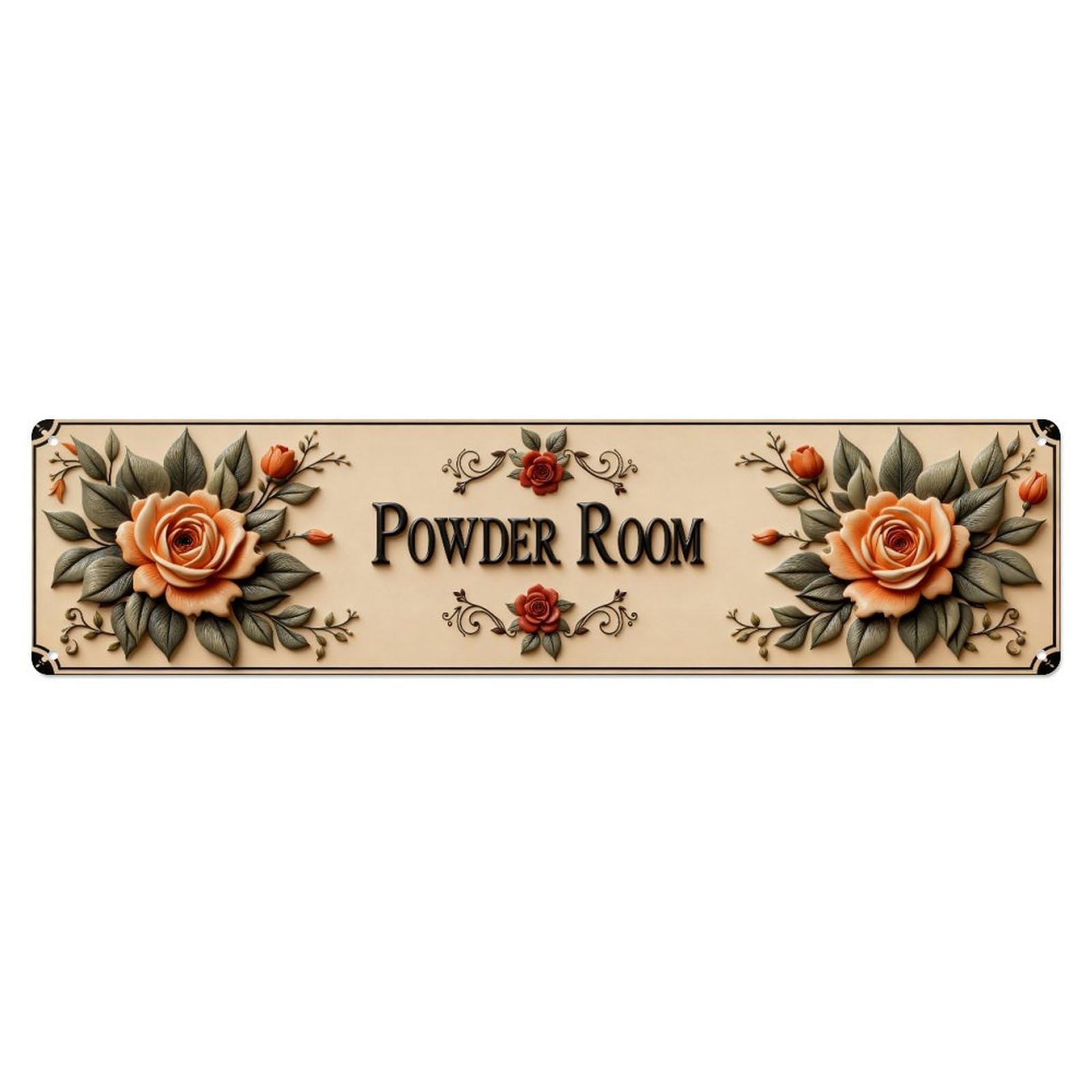 Floral Rose Ornamental Design Pattern Metal Tin Sign Plaque