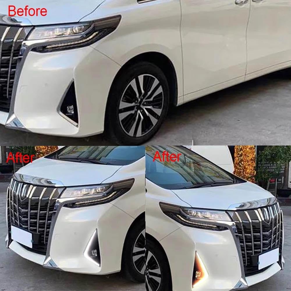 Luces de giro 2 Luces LED De Circulación Diurna De 12 V Coche Relé Señal Giro Amarillo Impermeables Para Toyota Para Alphard 2018-2019 Lámpara Antiniebla DRL. intermitente