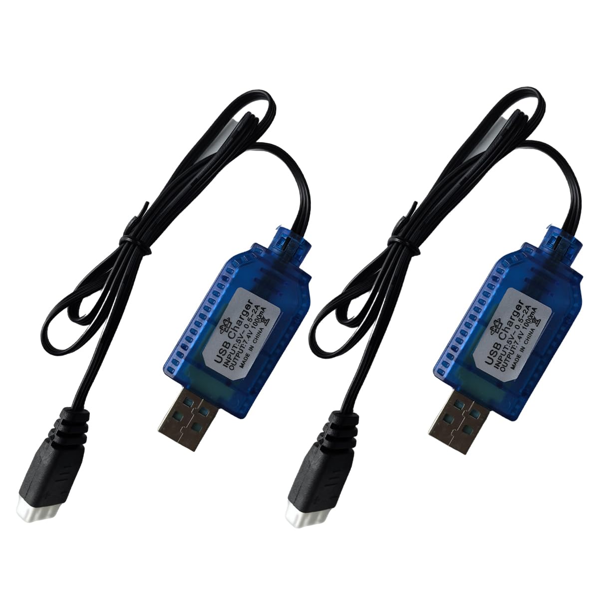 2pcs 7.4V Lipo Battery RC USB Charger Cable with XH-3PIN Plug Compatible RC Car/RC Plane/RC Tank/RC Boat and Other Remote Control Toys for USB Charger with Battery Protection (2, Blue)
