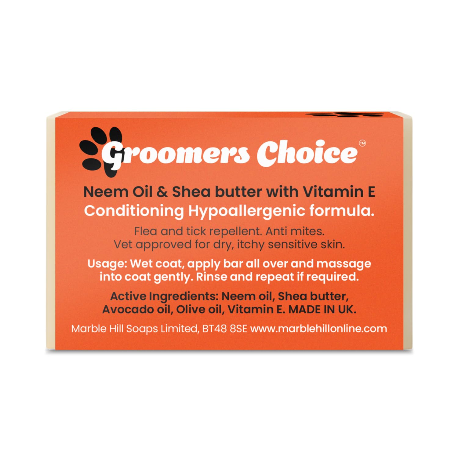 Groomers Choice Neem & Shea Butter Dog Shampoo Bar with Vitamin E, 100g, Moisturising for Itchy Sensitive Skin Soothing, Vet Approved - Image 2