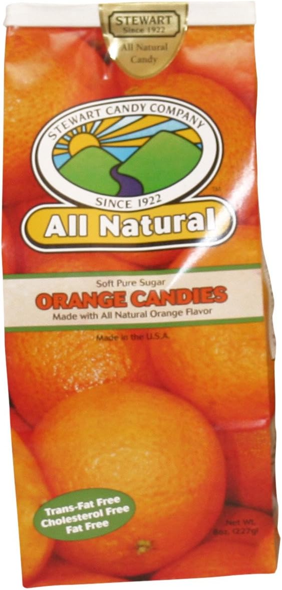Stewart Candy All Natural Soft Orange Candy for Office Breakrooms, 8 Ounce Bag (AUA10317)